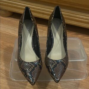Alfani Snakeskin Patterned Heels in Brown